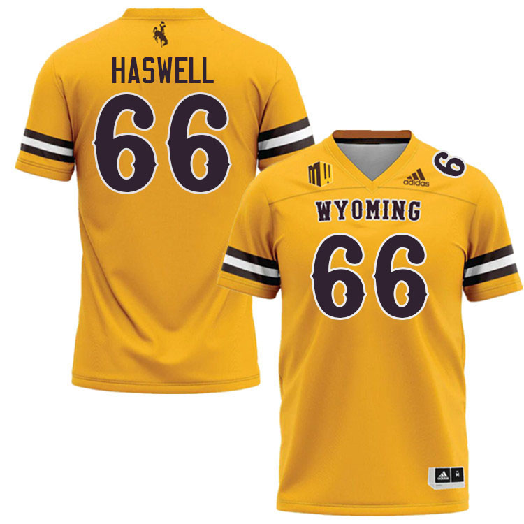 Wyoming Cowboys #66 Alex Haswell College Football Jerseys Stitched-Gold